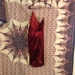 Shiny One Shoulder Red Dress